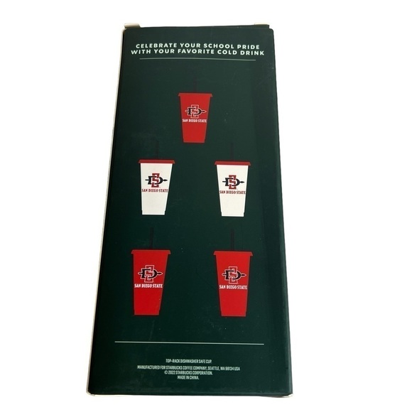 NEW Starbucks San Diego State University Cold Cups W/ Lids & Straws - Set Of 5 - Picture 1 of 2